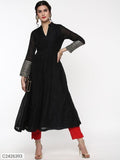 Sassafras Black Anarkali Kurta with Gota Lace on Cuff