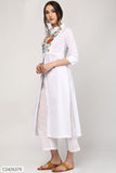 Sassafras White Embroidery Front & Side Slit Kurta (Code: C2426379)