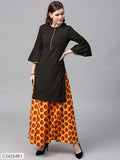 Sassafras Black Flute Sleeve Kurta (Code: C2426481)