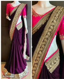 Vichitra Slik Lace Border Sarees with Embroidered Blouse Piece