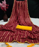 Art Silk Foil Print Piping Border Sarees with Blouse piece