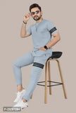 Stylish Lycra Blend Track Pant With Half Sleeve Round Neck T-Shirt For Men