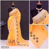 Stylish Chanderi Cotton Embroidery Work Sarees with Blouse Piece