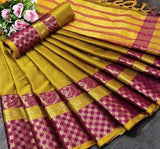 Attractive Solid Cotton Art Silk Sarees With Jacquard Border